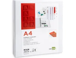 Classeur kangourou liderpapel 4 anneaux 40mm 283x320mm document a4 plastique dos 68mm coloris blanc