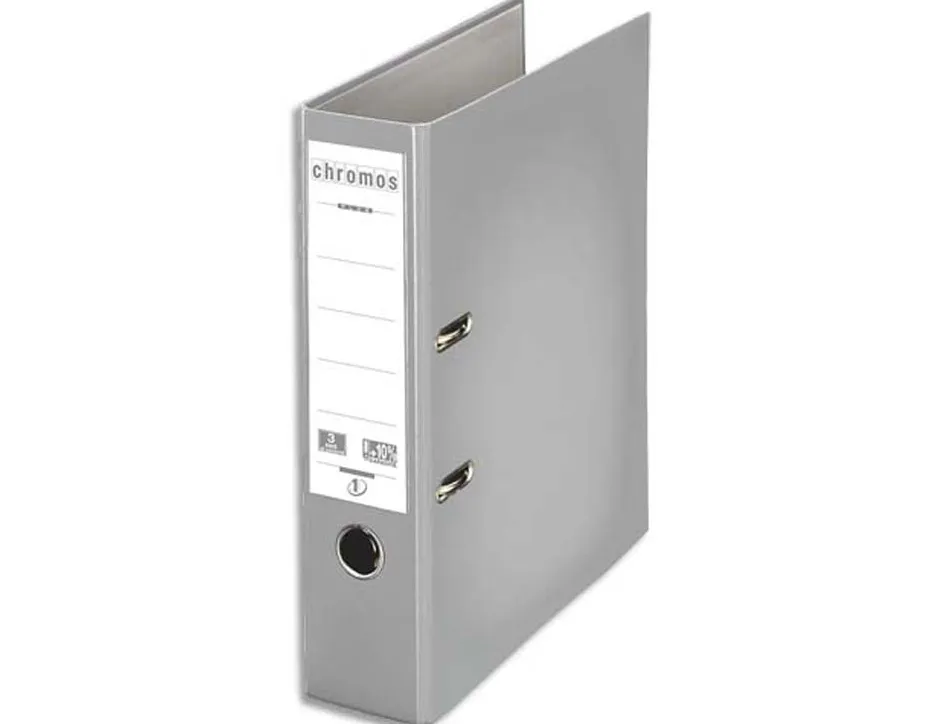 Classeur levier esselte chromos plus a4 polypropylène griffes blocage dos 80mm grand porte-étiquette coloris gris