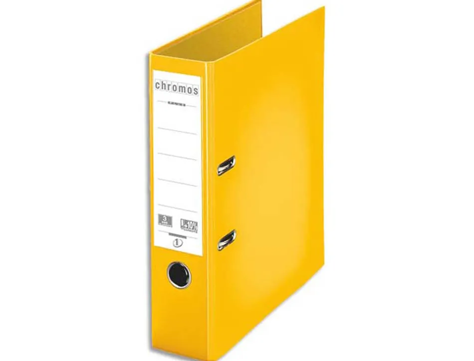 Classeur levier esselte chromos plus a4 polypropylène griffes blocage dos 80mm grand porte-étiquette coloris jaune
