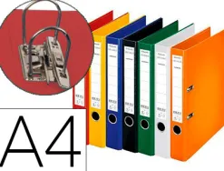 Classeur levier esselte chromos plus a4 pp griffes blocage dos 50mm grand porte-étiquette coloris classiques assortis