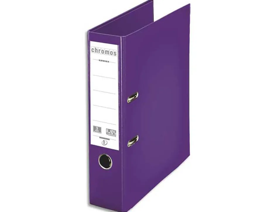 Classeur levier esselte chromos plus a4 polypropylène griffes blocage dos 80mm grand porte-étiquette coloris violet