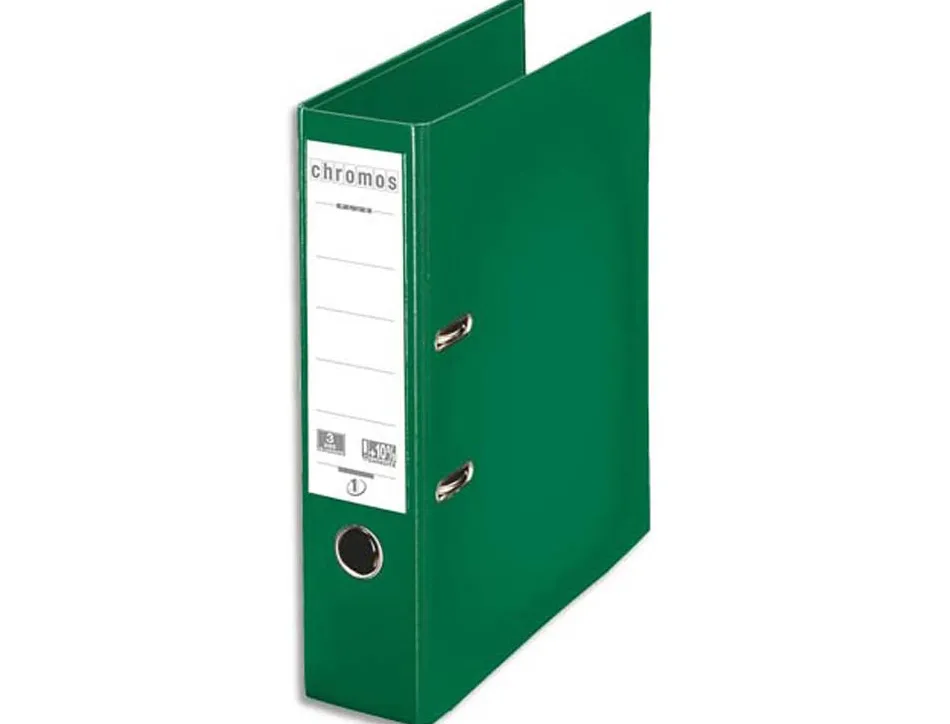 Classeur levier esselte chromos plus a4 polypropylène griffes blocage dos 80mm grand porte-étiquette coloris vert
