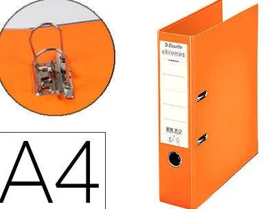 Classeur levier esselte chromos plus a4 polypropylène griffes blocage dos 80mm grand porte-étiquette coloris orange