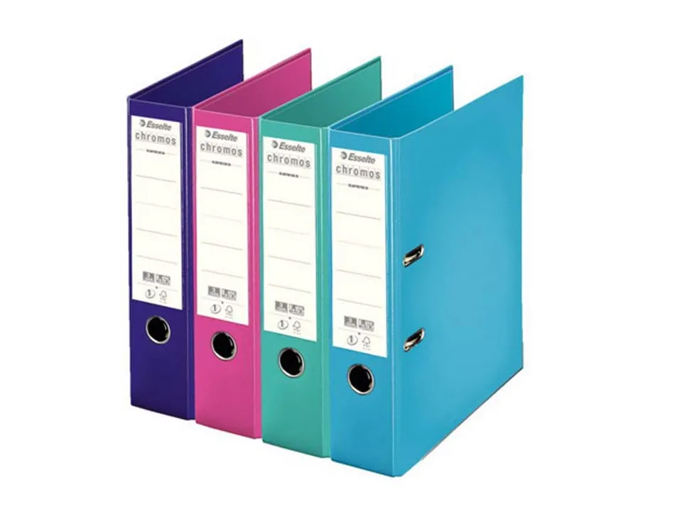 Classeur levier esselte chromos plus a4 polypropylène griffes blocage dos 80mm grand porte-étiquette coloris vert menthe