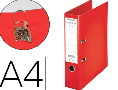 Classeur levier esselte chromos plus a4 polypropylène griffes blocage dos 80mm grand porte-étiquette coloris rouge