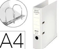 Classeur levier esselte chromos plus a4 polypropylène griffes blocage dos 80mm grand porte-étiquette coloris blanc