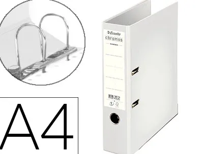 Classeur levier esselte chromos plus a4 polypropylène griffes blocage dos 80mm grand porte-étiquette coloris blanc