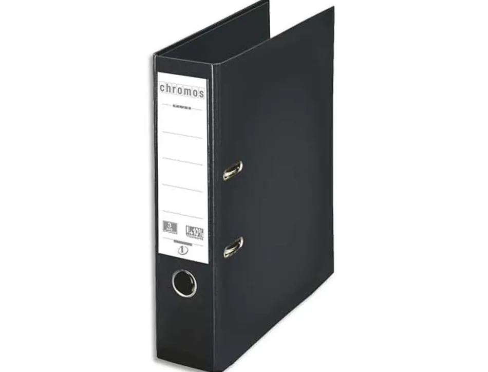Classeur levier esselte chromos plus a4 polypropylène griffes blocage dos 80mm grand porte-étiquette coloris noir