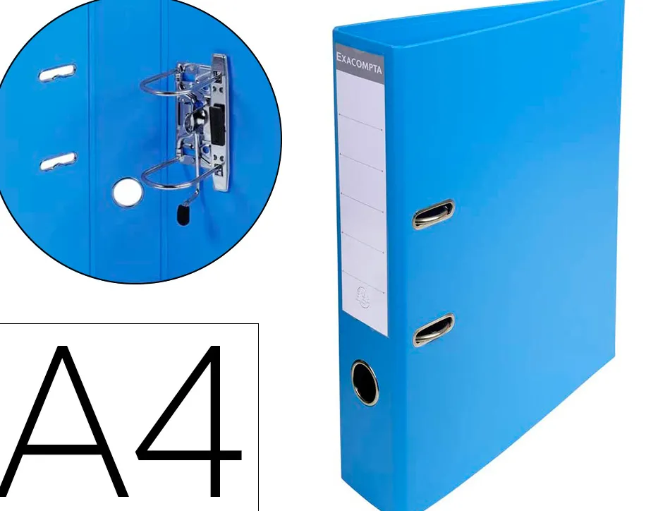 Classeur levier exacompta carton recouvert pvc a4 32x29cm dos 7cm étiquette porte-étiquette coloris bleu