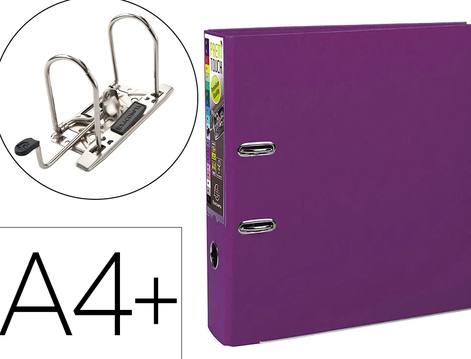 Classeur levier exacompta prem'touch polypropylène a4+ 32x30cm dos 8cm bouton poussoir coloris fuchsia