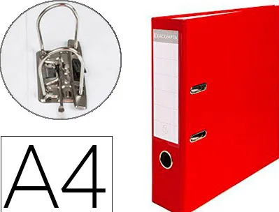 Classeur levier exacompta a4 polypropylène 22/10e dos 80mm coloris rouge