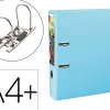 Classeur levier exacompta prem'touch polypropylène a4+ 32x30cm dos 8cm bouton poussoir coloris bleu clair
