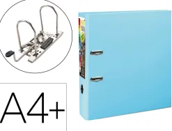 Classeur levier exacompta prem'touch polypropylène a4+ 32x30cm dos 8cm bouton poussoir coloris bleu clair