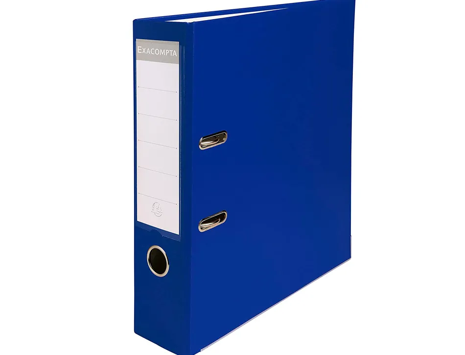 Classeur levier exacompta a4 polypropylène 22/10e dos 80mm coloris bleu foncé