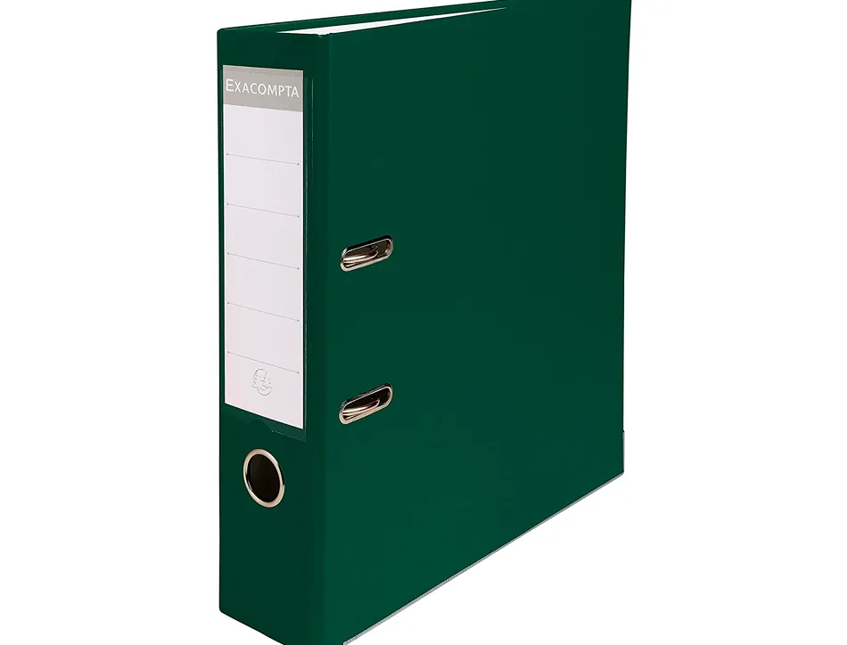 Classeur levier exacompta a4 polypropylène 22/10e dos 80mm coloris vert foncé