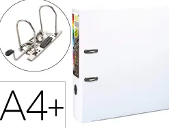 Classeur levier exacompta prem'touch polypropylène a4+ 32x30cm dos 8cm bouton poussoir coloris blanc