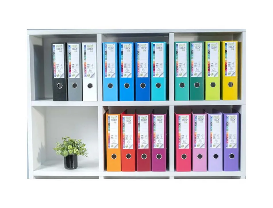 Classeur levier exacompta prem'touch polypropylène a4+ 32x30cm dos 8cm bouton poussoir coloris rouge