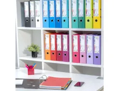 Classeur levier exacompta prem'touch polypropylène a4+ 32x30cm dos 8cm bouton poussoir coloris rouge