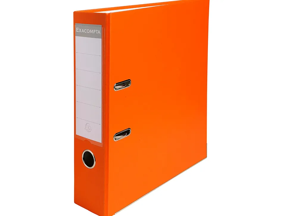 Classeur levier exacompta a4 polypropylène 22/10e dos 80mm coloris orange