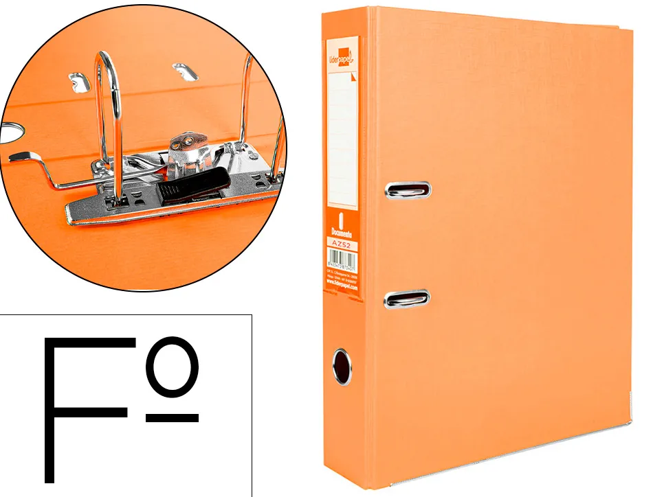 Classeur levier liderpapel documenta a4+ carton remborde dos 75mm rado metallique coloris orange