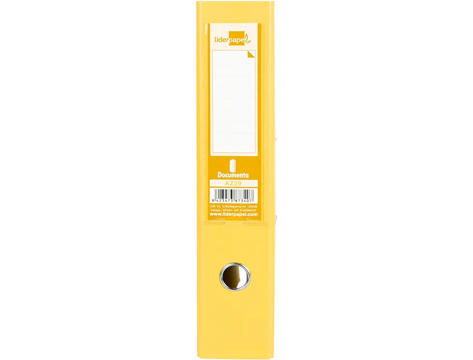 Classeur levier liderpapel documenta a4+ carton remborde dos 75mm rado metallique coloris jaune