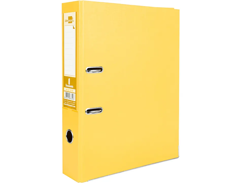 Classeur levier liderpapel documenta a4+ carton remborde dos 75mm rado metallique coloris jaune