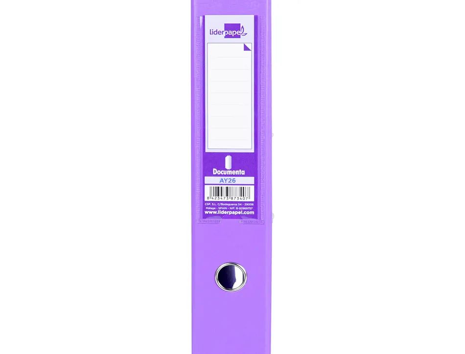 Classeur levier liderpapel documenta a4+ carton remborde dos 75mm rado metallique coloris lilas