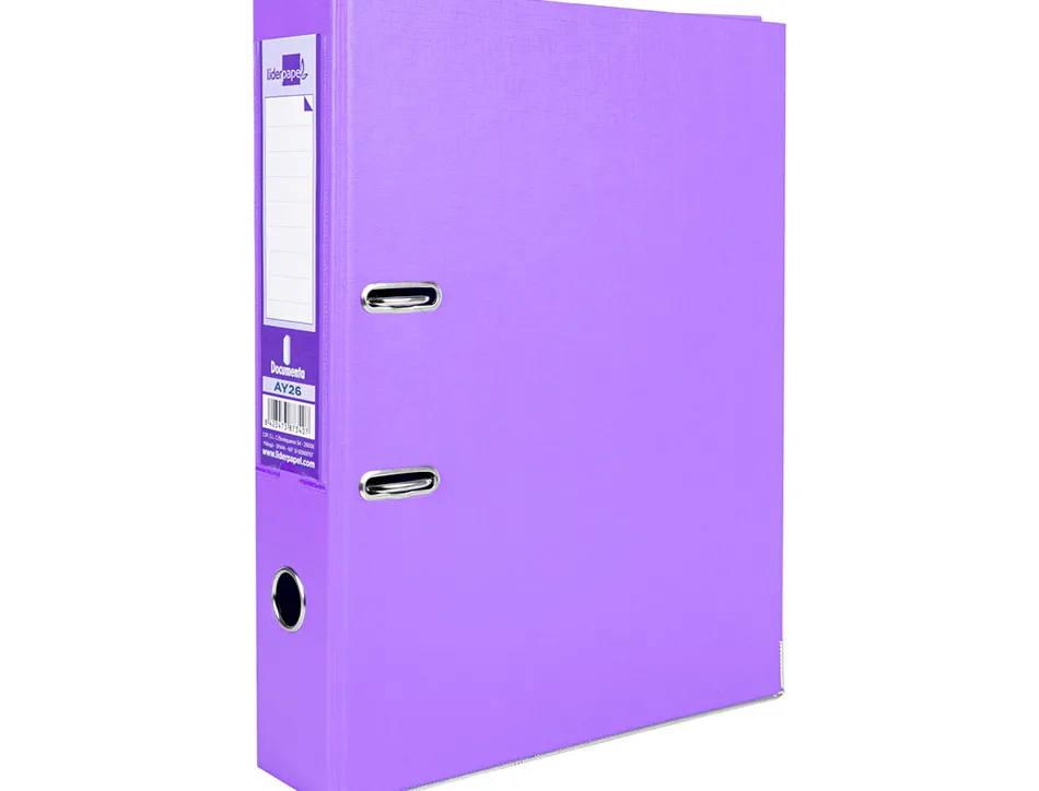Classeur levier liderpapel documenta a4+ carton remborde dos 75mm rado metallique coloris lilas