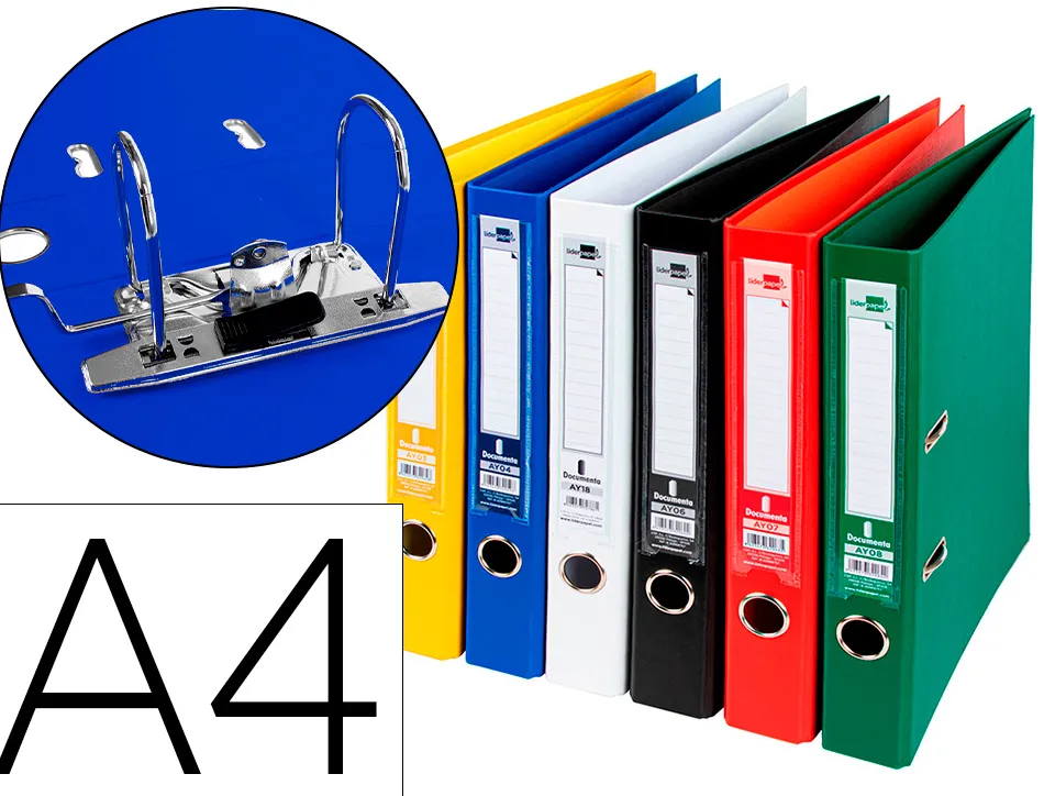 Classeur levier liderpapel a4 documenta carton rembordé 1,9mm dos 75mm rado métallique coloris assortis classiques