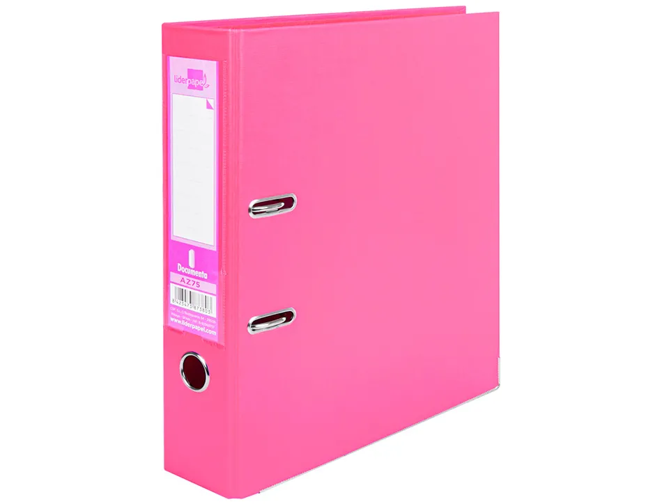 Classeur levier liderpapel a4 documenta carton rembordé 1,9mm dos 75mm rado métallique coloris rose
