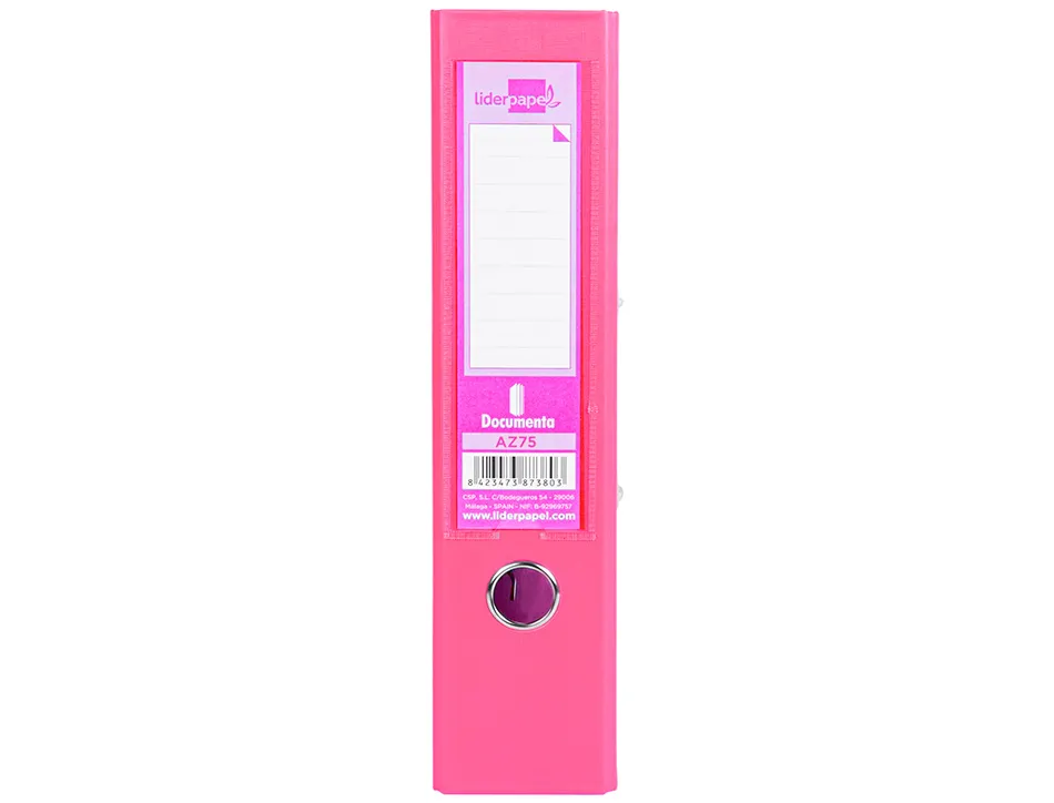 Classeur levier liderpapel a4 documenta carton rembordé 1,9mm dos 75mm rado métallique coloris rose