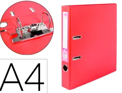 Classeur levier liderpapel a4 documenta carton rembordé 1,9mm dos 52mm rado métallique coloris rouge