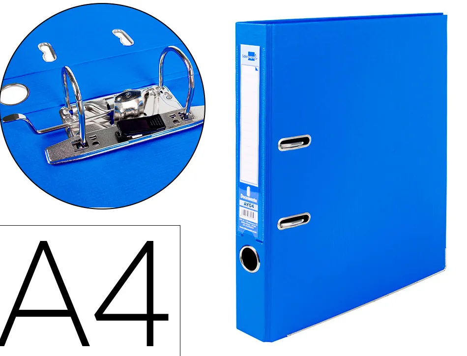 Classeur levier liderpapel a4 documenta carton rembordé 1,9mm dos 52mm rado métallique coloris bleu