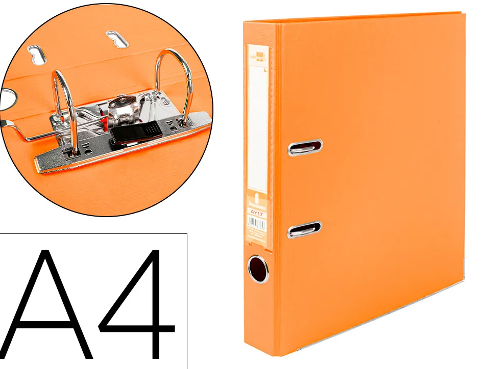 Classeur levier liderpapel a4 documenta carton rembordé 1,9mm dos 52mm rado métallique coloris orange