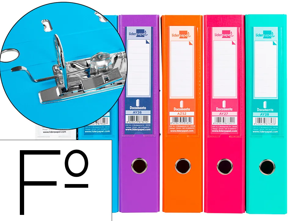 Classeur levier liderpapel documenta a4+ carton remborde dos 75mm rado metallique coloris assortis trending