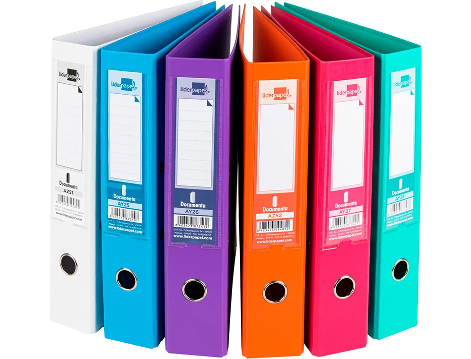 Classeur levier liderpapel documenta a4+ carton remborde dos 75mm rado metallique coloris assortis trending
