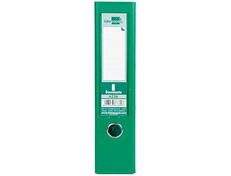 Classeur levier liderpapel a4 documenta carton rembordé 1,9mm dos 75mm rado métallique coloris vert