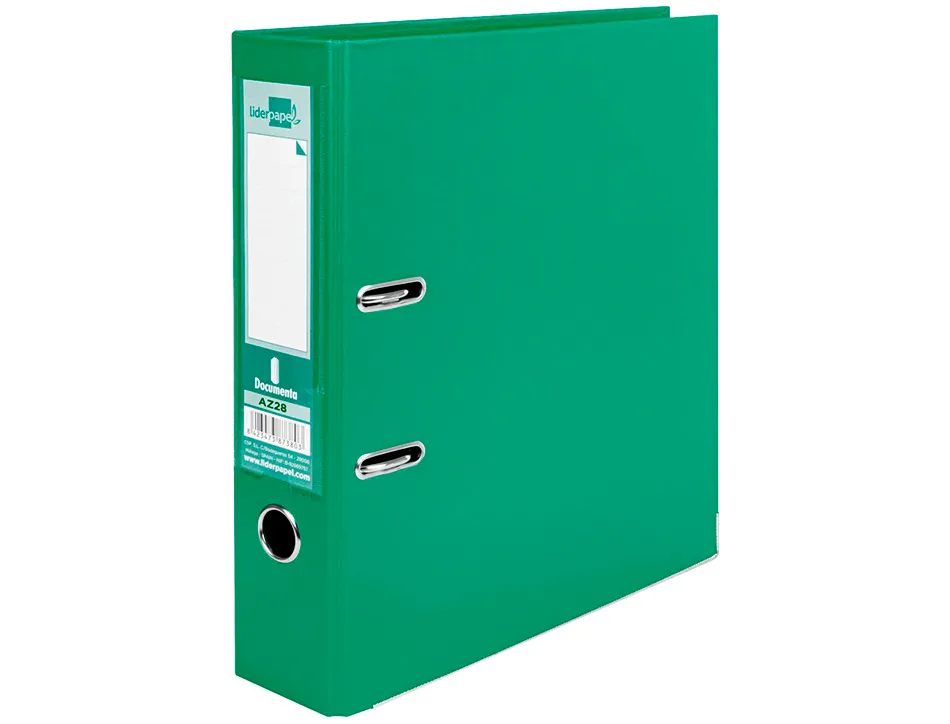 Classeur levier liderpapel a4 documenta carton rembordé 1,9mm dos 75mm rado métallique coloris vert