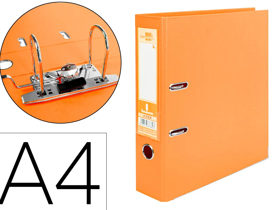 Classeur levier liderpapel a4 documenta carton rembordé 1,9mm dos 75mm rado métallique coloris orange