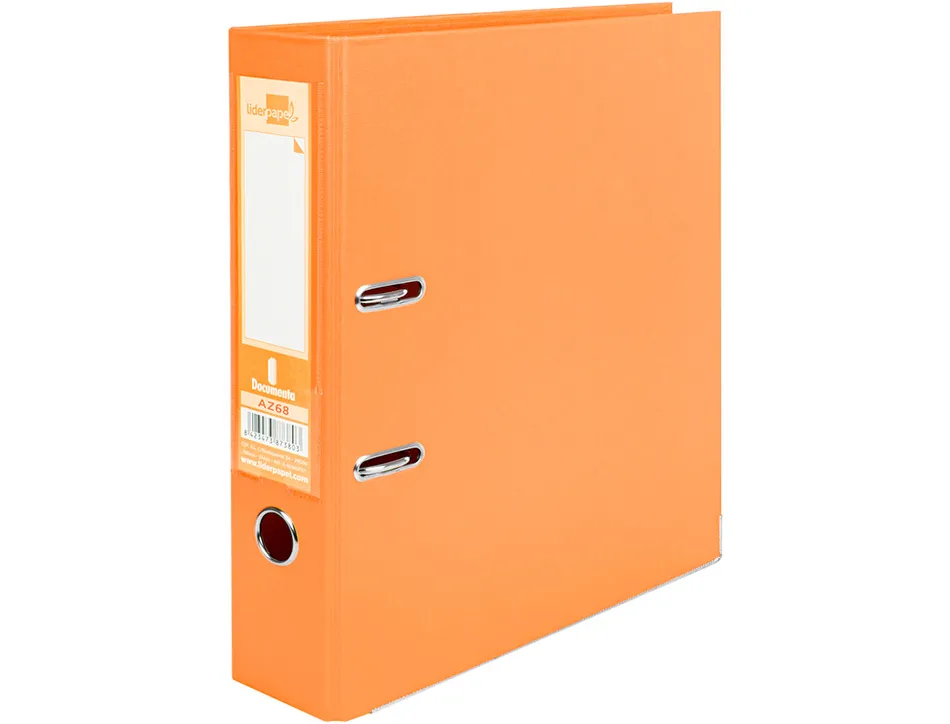 Classeur levier liderpapel a4 documenta carton rembordé 1,9mm dos 75mm rado métallique coloris orange