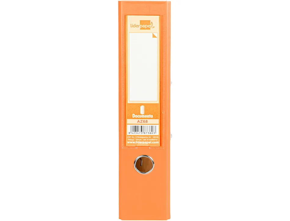 Classeur levier liderpapel a4 documenta carton rembordé 1,9mm dos 75mm rado métallique coloris orange
