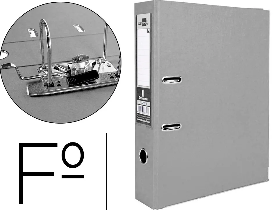 Classeur levier liderpapel documenta a4+ carton remborde dos 75mm rado metallique coloris gris