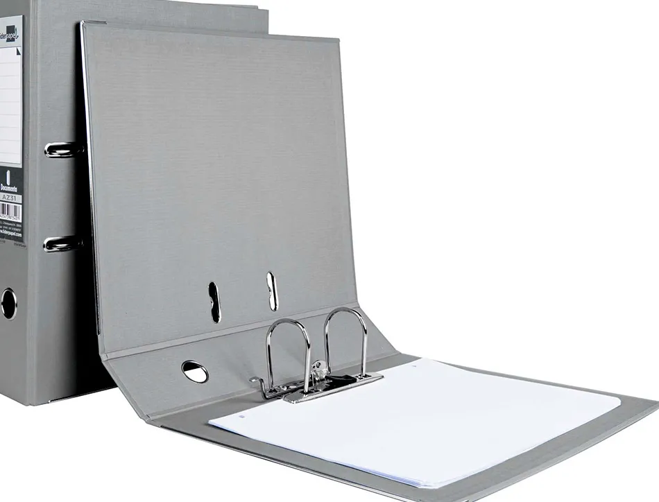 Classeur levier liderpapel documenta a4+ carton remborde dos 75mm rado metallique coloris gris