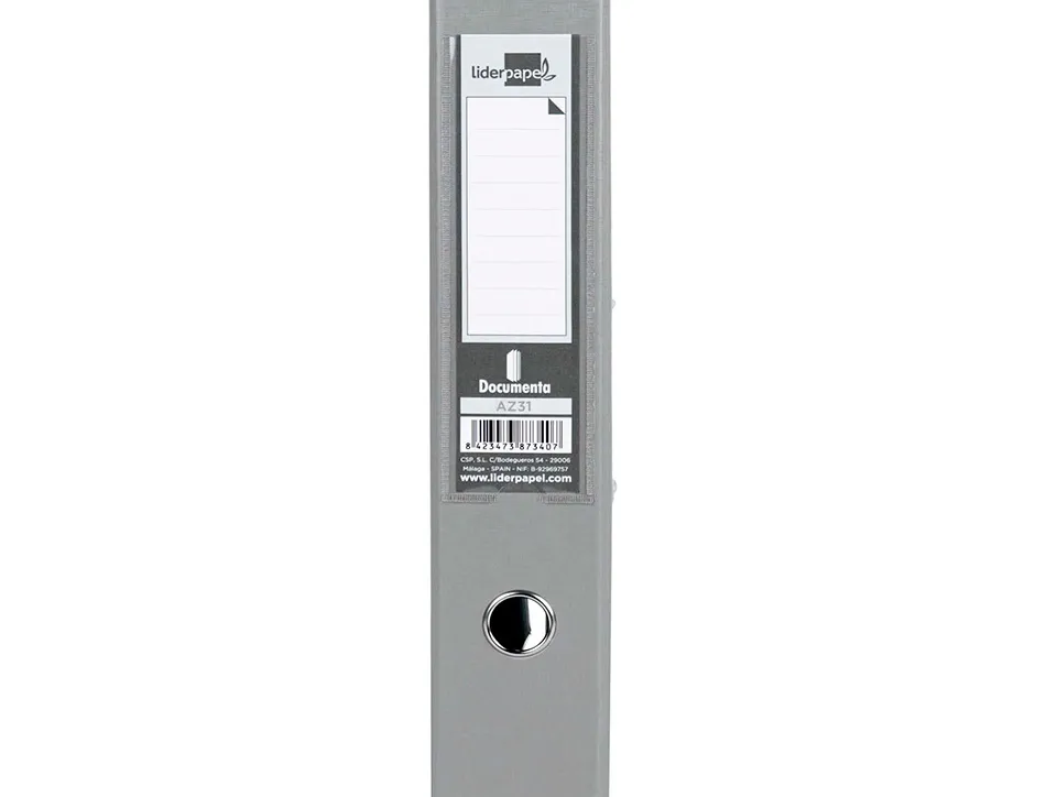 Classeur levier liderpapel documenta a4+ carton remborde dos 75mm rado metallique coloris gris