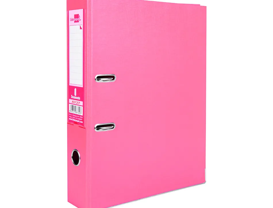 Classeur levier liderpapel documenta a4+ carton remborde dos 75mm rado metallique coloris rose