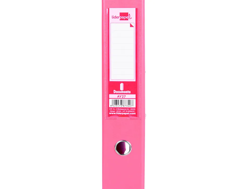 Classeur levier liderpapel documenta a4+ carton remborde dos 75mm rado metallique coloris rose