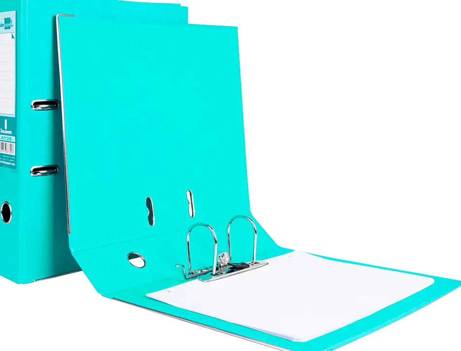Classeur levier liderpapel documenta a4+ carton remborde dos 75mm rado metallique coloris vert clair