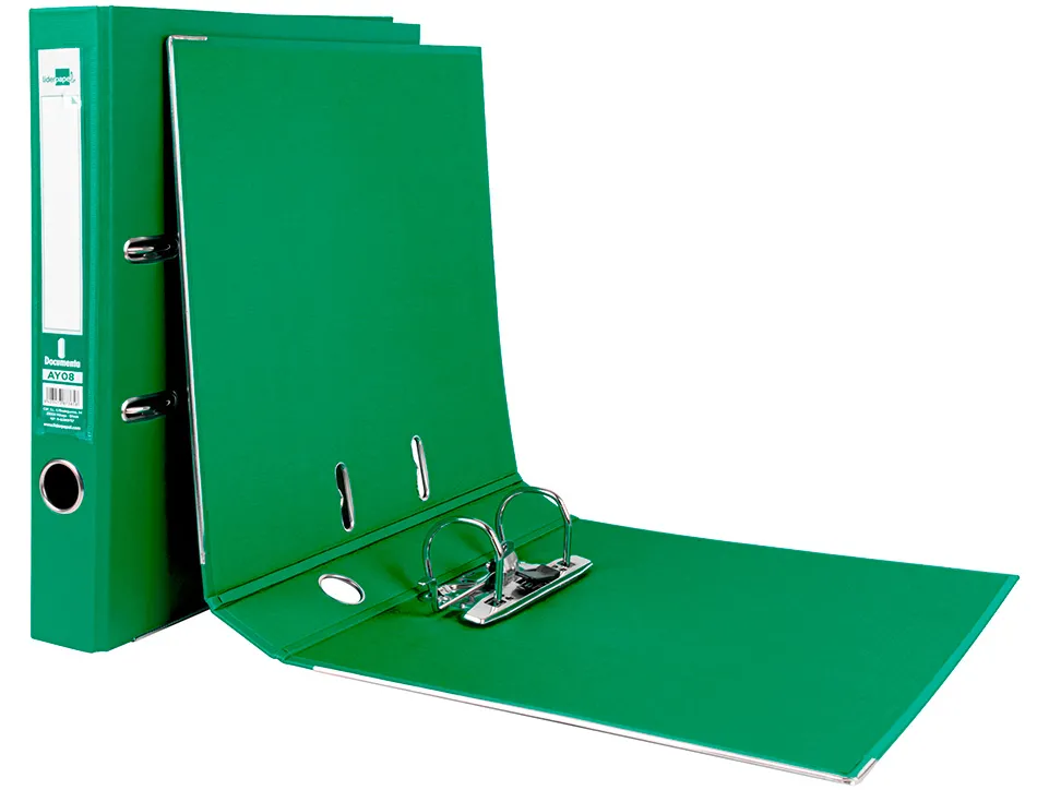 Classeur levier liderpapel a4 documenta carton rembordé 1,9mm dos 52mm rado métallique coloris vert