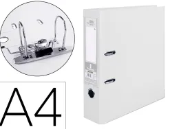 Classeur levier liderpapel a4 documenta carton rembordé pvc 1,9mm dos 75mm rado métallique coloris blanc