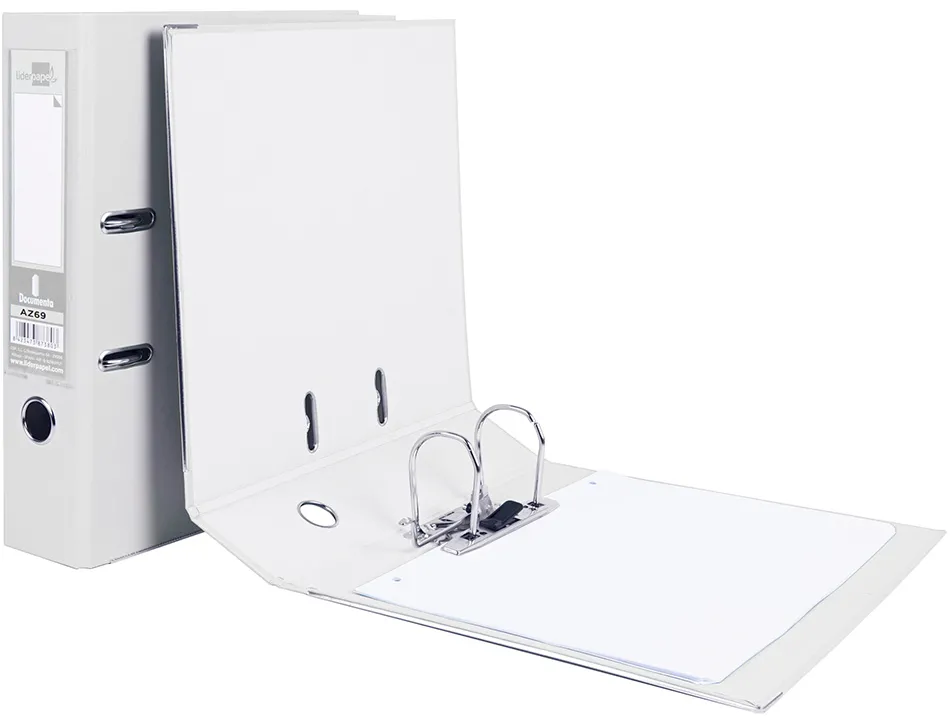 Classeur levier liderpapel a4 documenta carton rembordé pvc 1,9mm dos 75mm rado métallique coloris blanc